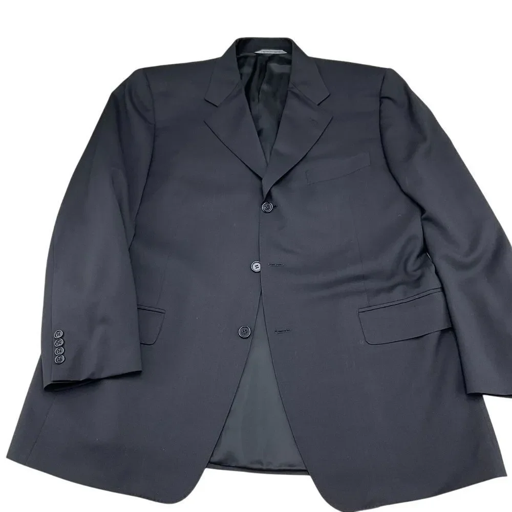 Canali Blazer Men 42  Black AL Pure Wool Classic‎ Career Jacket Italy VTG